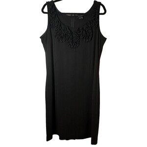 Ashley Stewart Dress Size 2X Black Sleeveless Ruffled Front Cocktail Back Zip